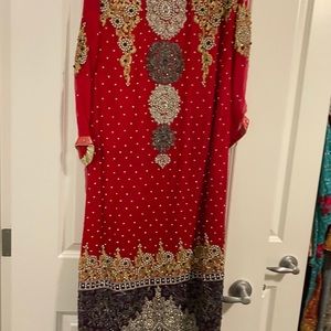Red and purple salwar kameez